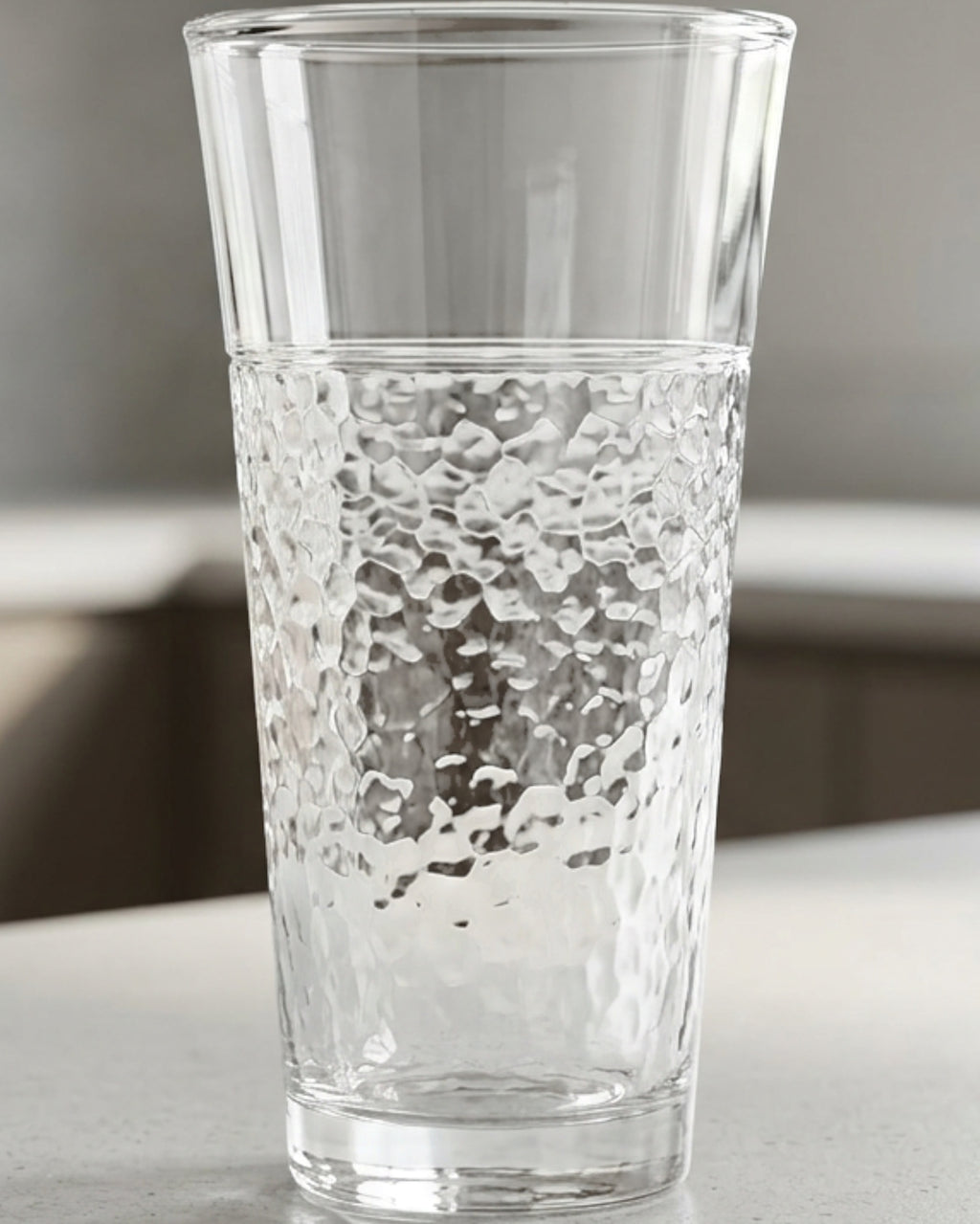 Plvnd Flared Hammered Highball Glass 15 oz Clear - Lifestyle view