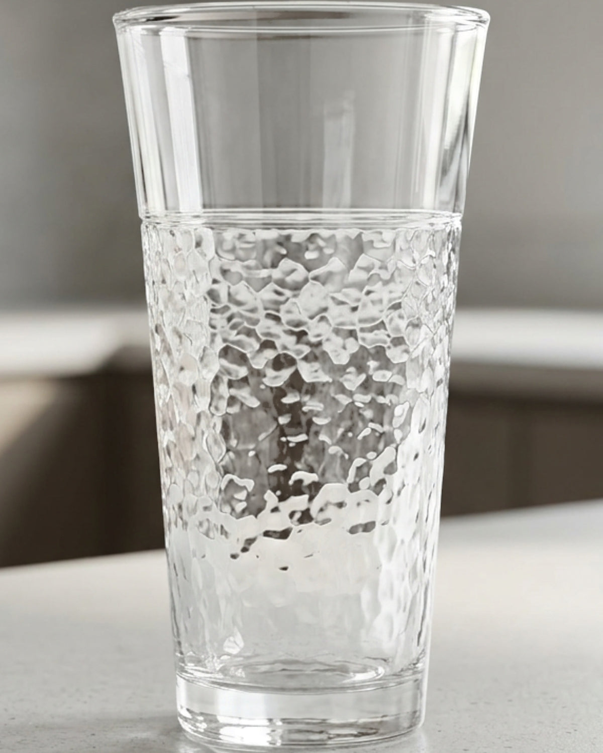 Plvnd Flared Hammered Highball Glass 15 oz Clear - Lifestyle view