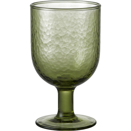 Plvnd Short-Stem Hammered Water Goblet 13 oz Moss Green - Product view